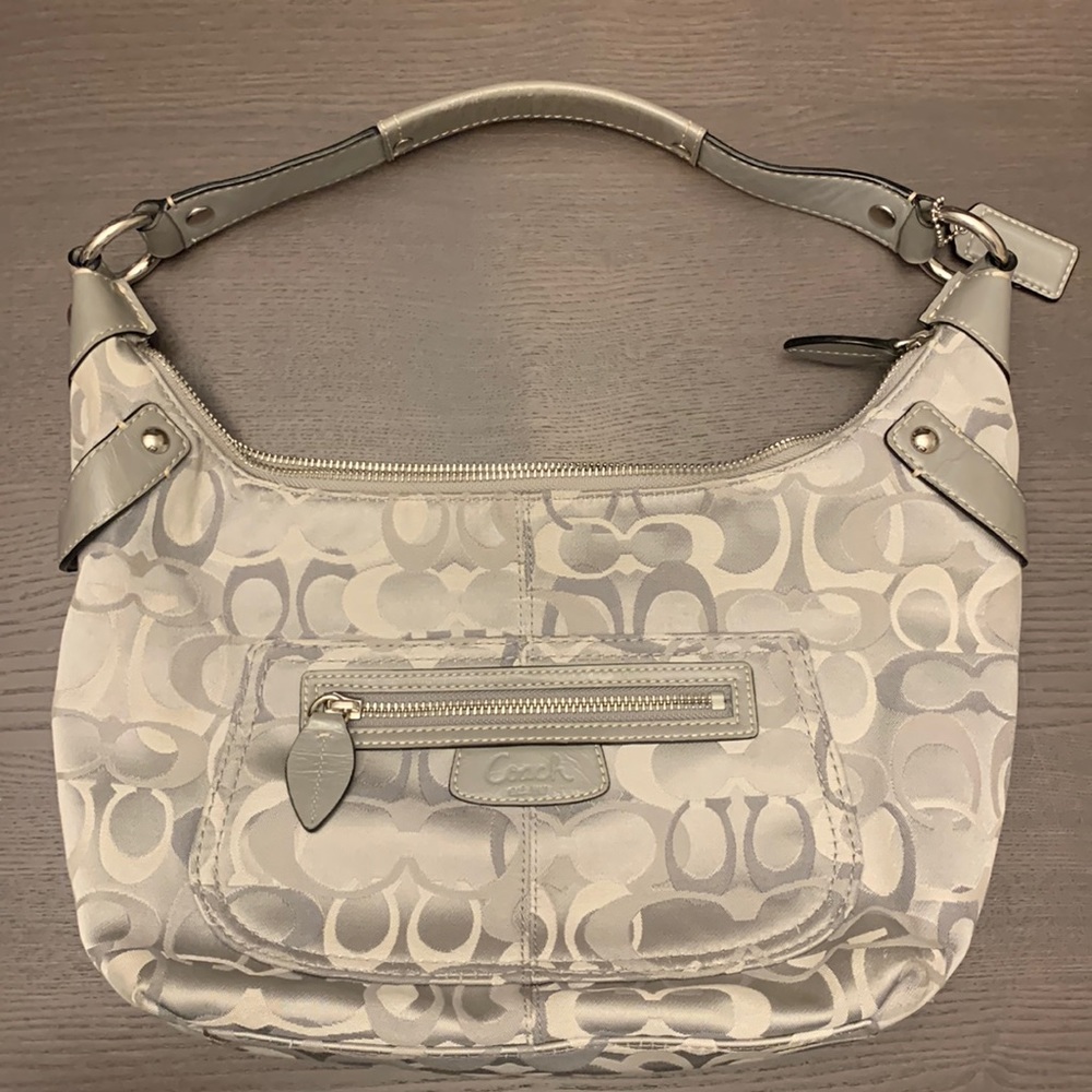 Coach handbag silver and gray